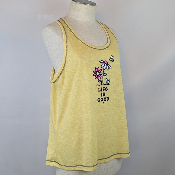 Life Is Good Flowers Bee Tank Lounge Sleep Sleeveless Racer Back Yellow XL NWT - Picture 5 of 9